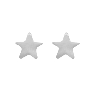 Brincos de Estrelas Lisas Banhado em Ródio